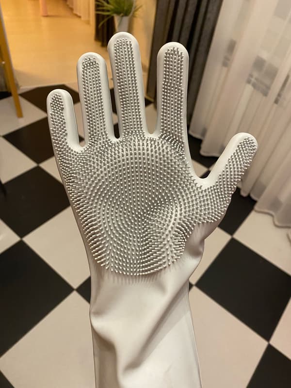 Tvätta disken rena handskar silikon kök grey