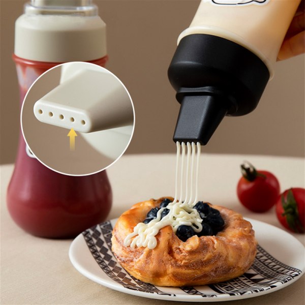 350 ml Sauce Squeeze Flaske Fem Huller Plast Krydderi Flaske white 350ml