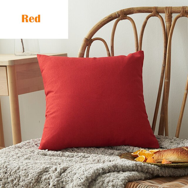 Solid vandtæt pudebetræk Enkel ren farve farvet polyester pudebetræk Vandtæt dekorativ pudebetræk til sofa Red 45X45CM