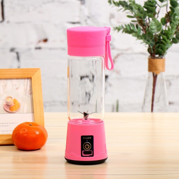 Mini Smoothie Blender Milkshake Cup Juice Mixer Genopladelig pink 7.5*7.5*23cm