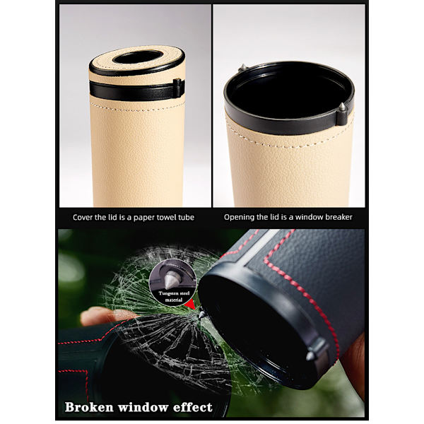 Cylinder Car Tissue Box Bärbar Allmän Auto Runt Pappersrör black 7.24 x 2.95 x 2.87cm