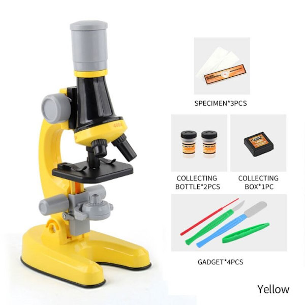 Mikroskop Biologi Lab LED Skole Videnskab Eksperiment Kit Uddannelse Videnskabeligt legetøj Orange