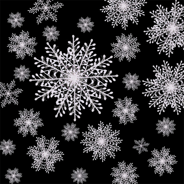 30stk julepynt Hvid kunstig snefnug white 6cm