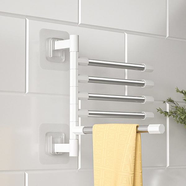 Rustfrit stål Perforeret badeværelse Roterende håndklæde opbevaringsstativ Towel rack 5 layer