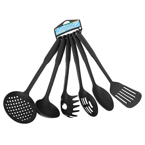 6 stk. spatel-ske kogegrej-sæt Easy Clean Turner til nonstick køkkengrej Varmebestandigt køkkenværktøj Spaghetti server black 6pcs