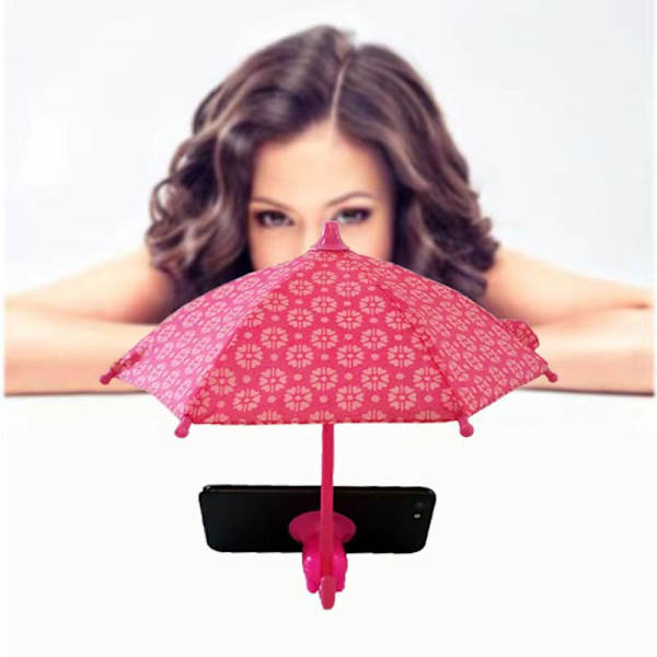 Söpö persoonallinen Mini Sun Umbrella matkapuhelinteline gray girl