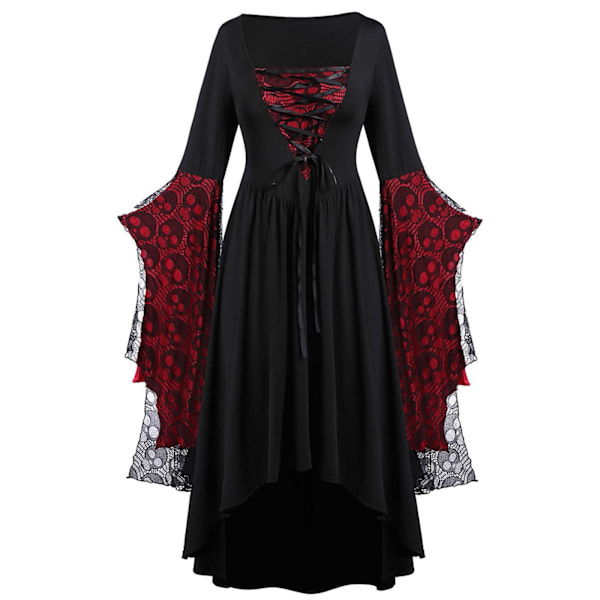 Voksen Punk Gothic Witch Carnival Cosplay Kostume Hexe Vampyr Festkjole Halloween Burgundy 2XL