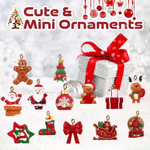 Julekalender Med 24 Stk Træhængende Ornamenter assorted 3.5 x 2.5 x 2CM