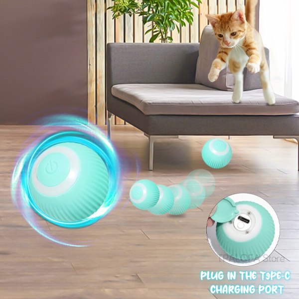 Elektrisk Cat Ball Automatisk Rolling Ball Cat Interactive Toys blue ball 43mm(diameter)