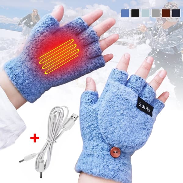 USB Electric Gloves Lämmitys Cabriolet Fingerless Glove light gray
