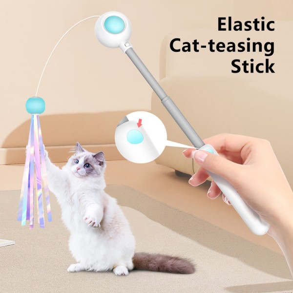 Cat Toys Cat Teaser Stick Fritt infällbar och utbytbar fjäderleksak pink