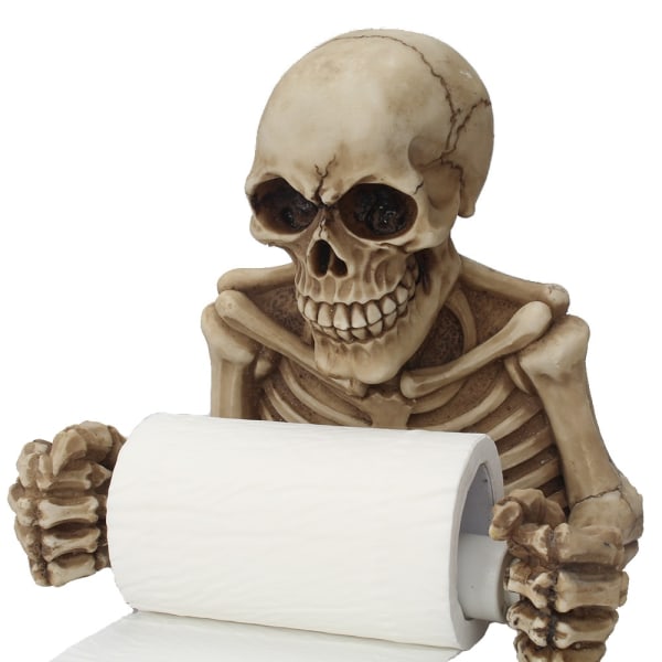 Creative Skull Statue Roll Paper Holder Wall Mount Skulptur skeleton 19.5*13*18cm