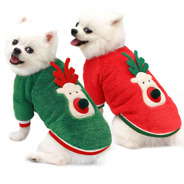 Hundar Julkläder Vinter Varm Mjuk Fleece Hundtröja red extra small