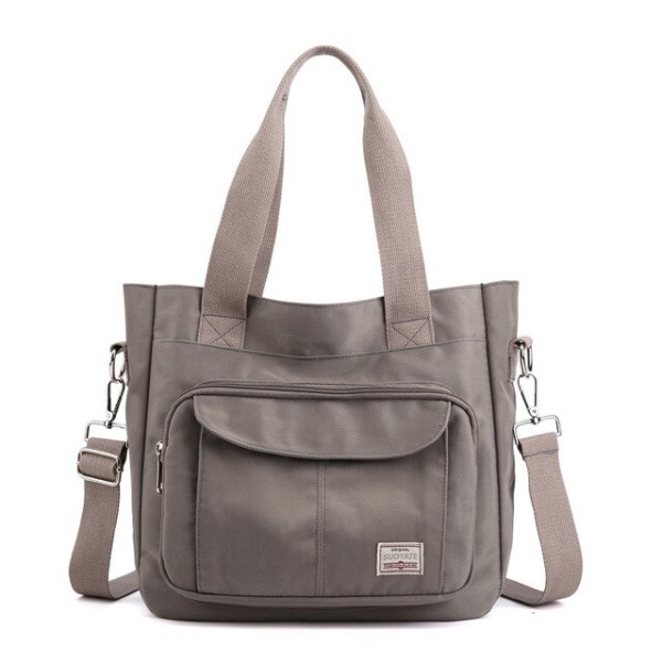 Stor kapacitet Vandtæt nylontaske Kvinde Tote Crossbody-taske Casual skulderhåndtasker Gray