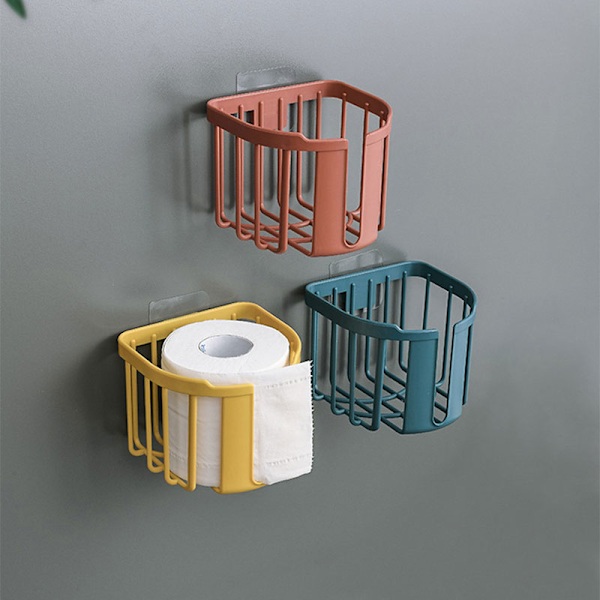 Stempelfri Vægmonteret Badeværelse Køkken Toiletpapirhylde red 11*14*13.5cm