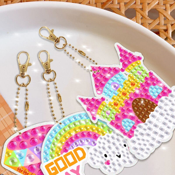 Cartoon Rainbow Unicorn 5D Gem ryggsäckshänge dekorera unicorn 15pcs