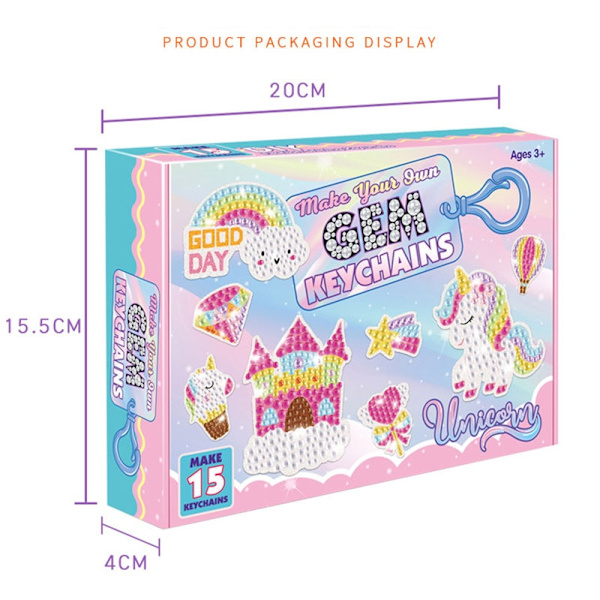 Cartoon Rainbow Unicorn 5D Gem ryggsäckshänge dekorera unicorn 15pcs