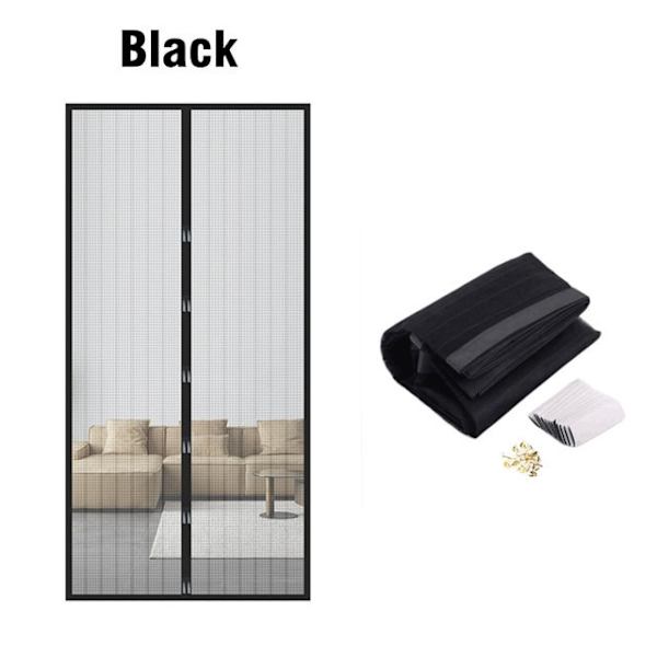 5 kokoa Basic Magneettinen Mosquito Net Summer Anti Bug Fly Oviverhot Mesh Black 80 x 210cm