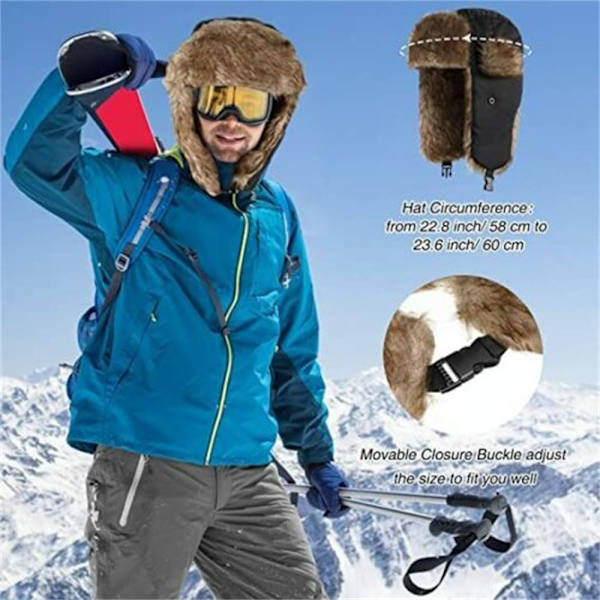 Herre Vinter Trapper Aviator Trooper Varm russisk vandtæt skihat Army green