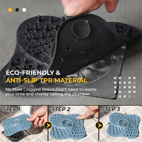 Antiblokerende vask Si Brusegulvafløbsdæksler black 13×13×2cm