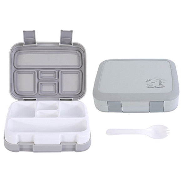 Bärbar Lunchbox Mikrovågs Lunchbox Barnservis gray 5 grids