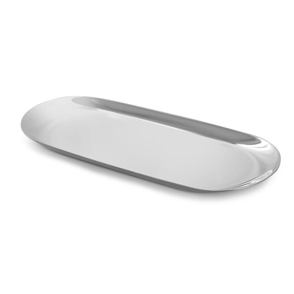 Oval bricka Flerfärgad rostfritt stål Serveringsbricka i metall för mat Aromaterapi Ljusverktyg Badrum Köksjuvel silver