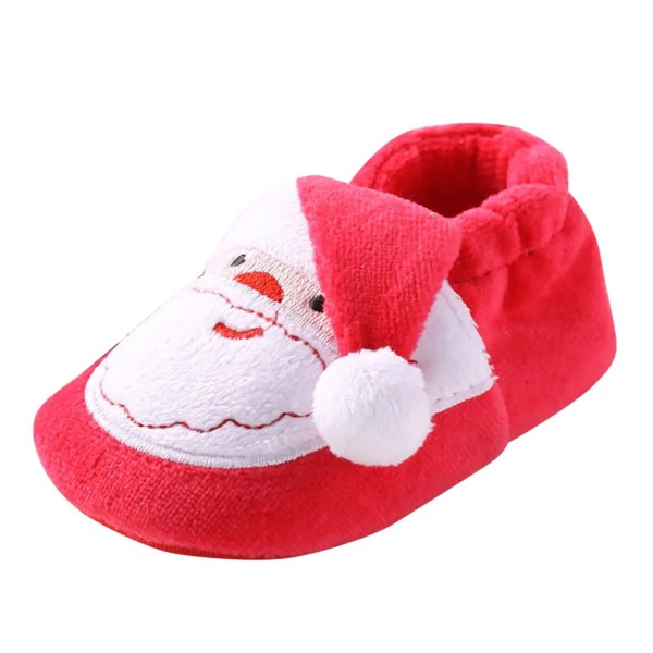 Newborn Toddler First Walker Shoes Höst Vinter Varma Halkfria Söta Baby Julskor red 1