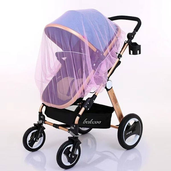 Full Cover Myggenet Til Barnevogn Åndbar Mesh Snøre Myggenet Til Baby Vugge Pink