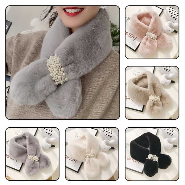 Pearl Buckle Dam Crossover Warm Scarf gray