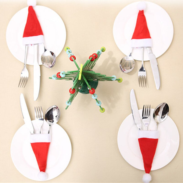 Service Holder Taske Jul Hat Julepynt white+red 10pcs