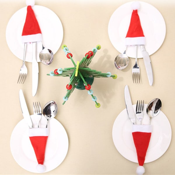 Service Holder Taske Jul Hat Julepynt white+red 5pcs