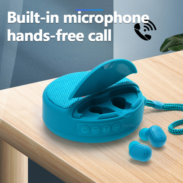 Mini trådlöst bluetooth ljudhögtalare headset sky blue