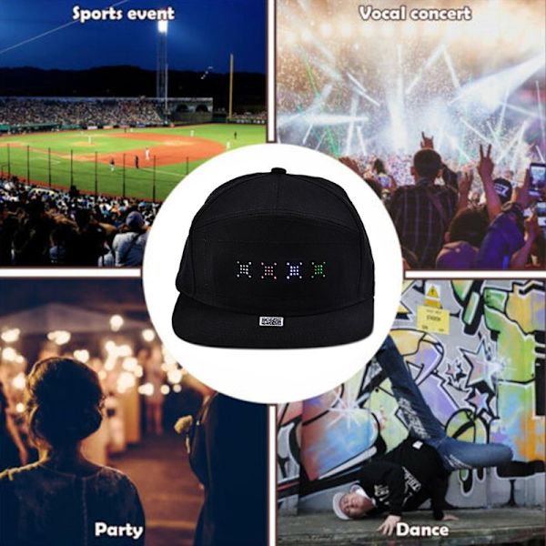 Unisex Bluetooth LED Mobiltelefon APP Styrd basebollhatt red 26*20*11cm