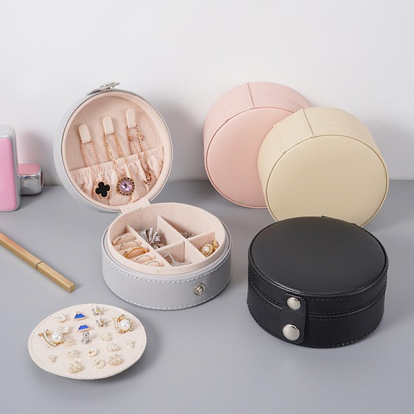 Smycken Knapp Läder Organisering Smyckeskrin beige