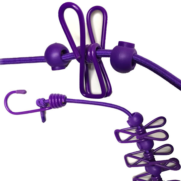 Udendørs camping skridsikker stretch tøjsnor med 12 klips purple 12pcs