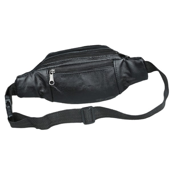 Män Läder Midjepaket Reseförvaring black 22*12*6cm
