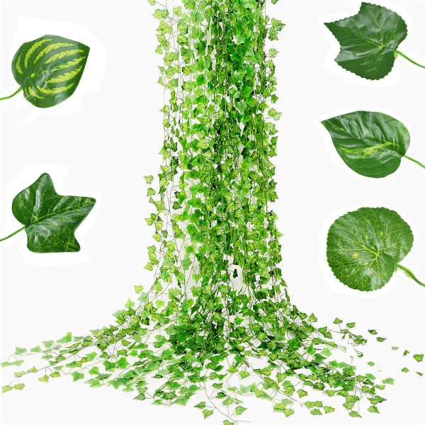 Kunstige planter Home Decor Grøn silke hængende vinstokke Begonia Leaves 220*13cm