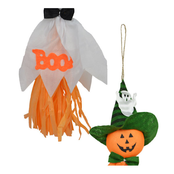 Halloween Straw Ghost Pendant Happy Helloween Party Decor white 3pcs
