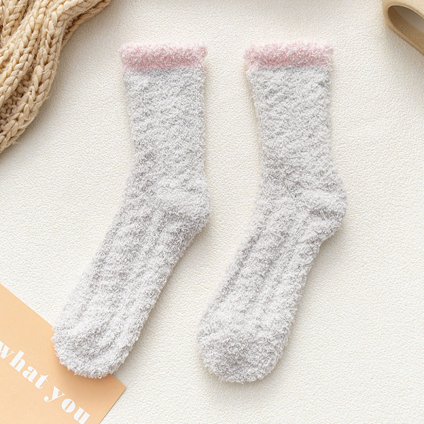 3ST Dam Fuzzy Socks Tofflor Vinter Fluffy Mysigt Varm Mjuk Lila en storlek