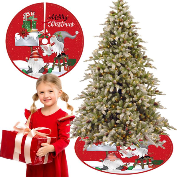 Christmas Tree Skirt Xmas Tree Matta glada dekorationer 90cm dia