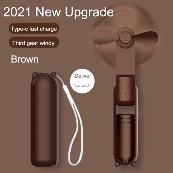 USB uppladdningsbara handhållna minifläktar brown 119*35*37mm