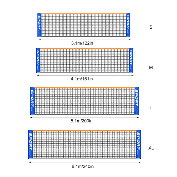 Bärbart tennisnät, hopfällbart justerbart badmintonnät inomhus utendørs strandsport treningsutstyr for barn vuxen- NET 5.1m