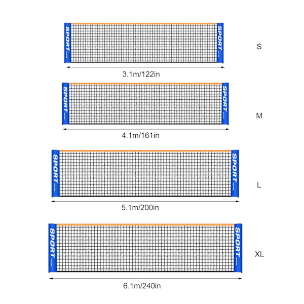 Bärbart tennisnät, hopfällbart justerbart badmintonnät inomhus utomhus strandsport träningsutrustning för barn vuxen- NET 5.1m