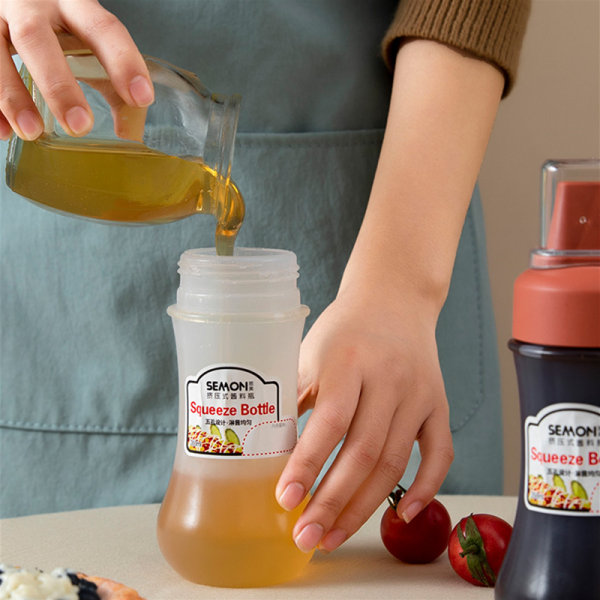 350 ml Sauce Squeeze Flaske Fem Huller Plast Krydderi Flaske black 350ml