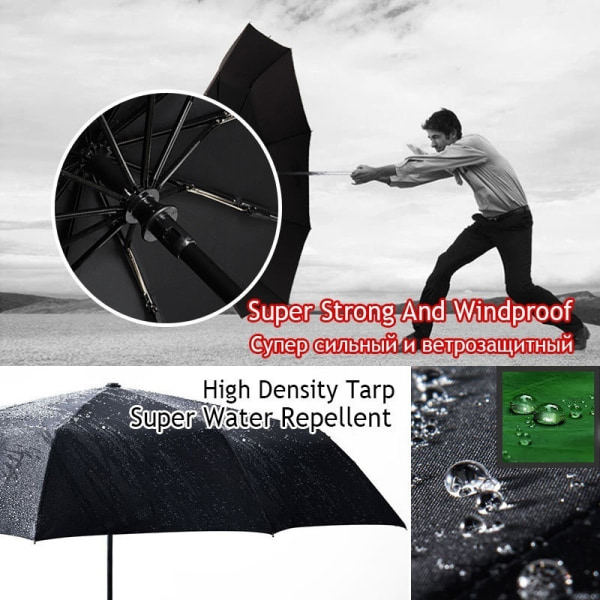Lyx automatiskt paraply Regn Mörk Business Trä Solparaply A