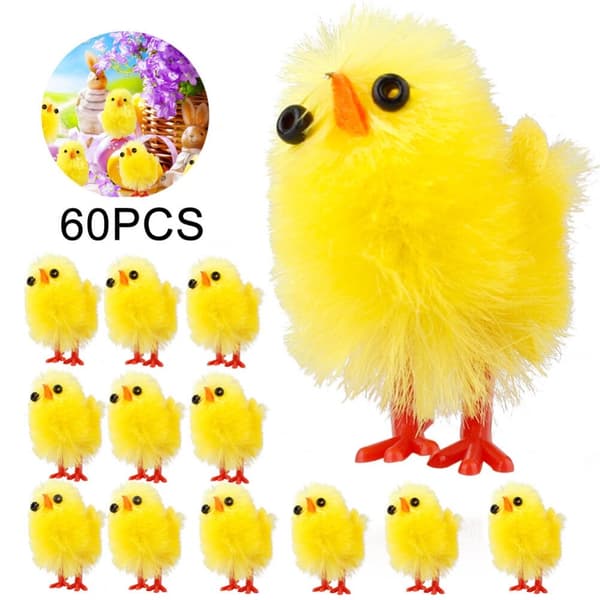 Mini påskekyllinger Dekorationslegetøj 60pcs