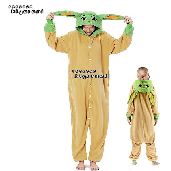 Pyjamas Dyr Kvinder Onesies Voksne Fleece Cartoon Pijamas Yoda large