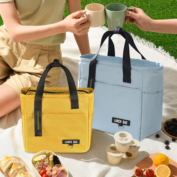 Eristetyt Bento-lounaslaukut suuren kapasiteetin vetoketjulla yellow 23*14*22cm