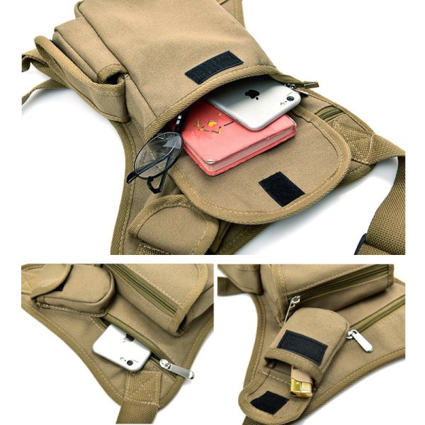 Riding Canvas taljetaske Outdoor Tactical Leg Bag Motorcykeltaske coffee