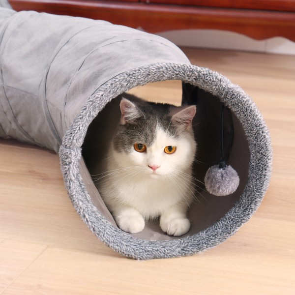 S Shape Sammenklappelig Cat Tunnel Cat Legetøj Slidstærkt ruskind gray 124*26cm